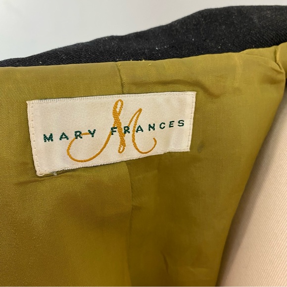 42. Mary Frances Beaded Ribbon Fringe Black Denim Jacket - Picture 9 of 15